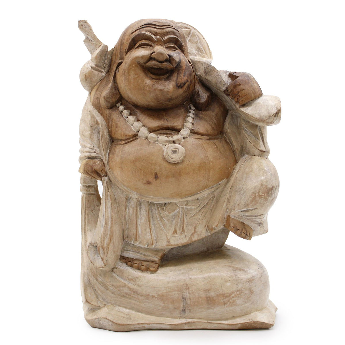 Happy Buddha Bring Wood - Whitewash 30cm product image 3
