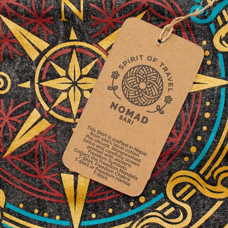 Nomad Sari Stonewashed Cotton T-Shirt - Compass of Life - Charcoal - XL product image