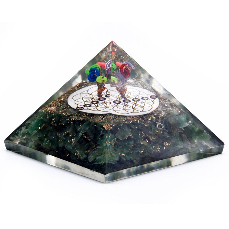 Orgonite Pyramid - Green Acewnturine nd Flower of Life - 70 mm product image