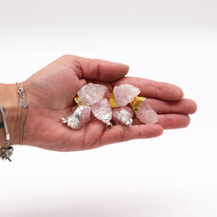 Gemstone Rose Quartz Gold & Silver Plated Pendants (6 assorted) product image 2