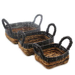 Banana Leaf & Hitam Raffia Square Basket- Set of 3 product image 4