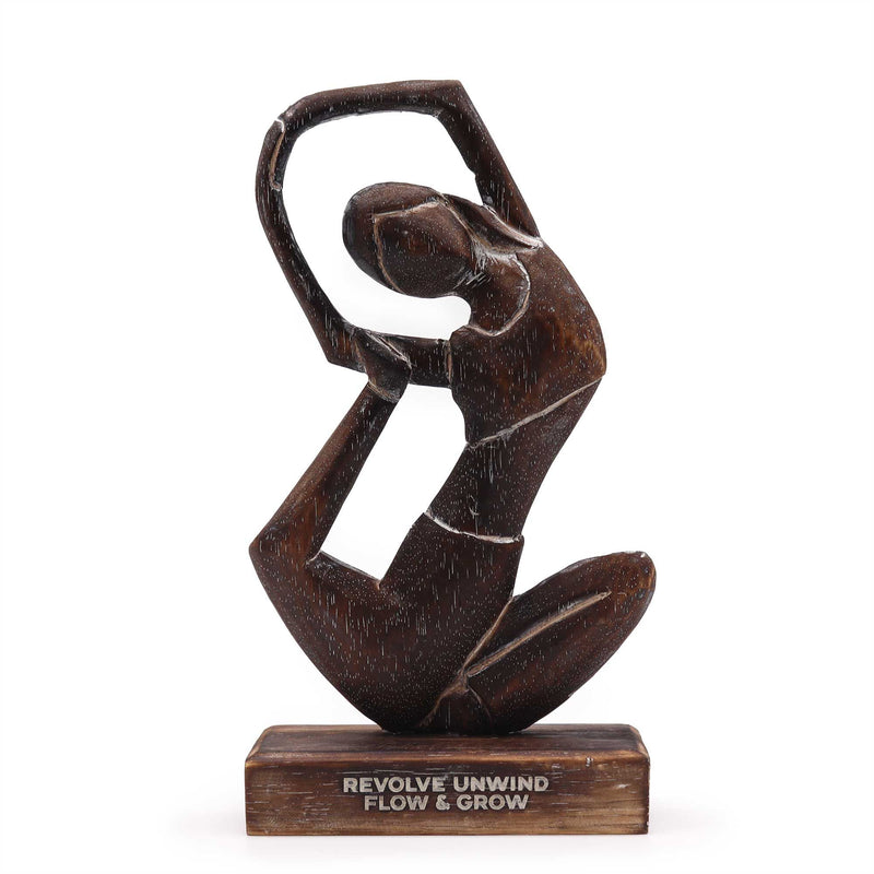Wooden Yoga Lady - Antique - Revolved Pose - "Revolve Unwind - Flow & Grow" product image