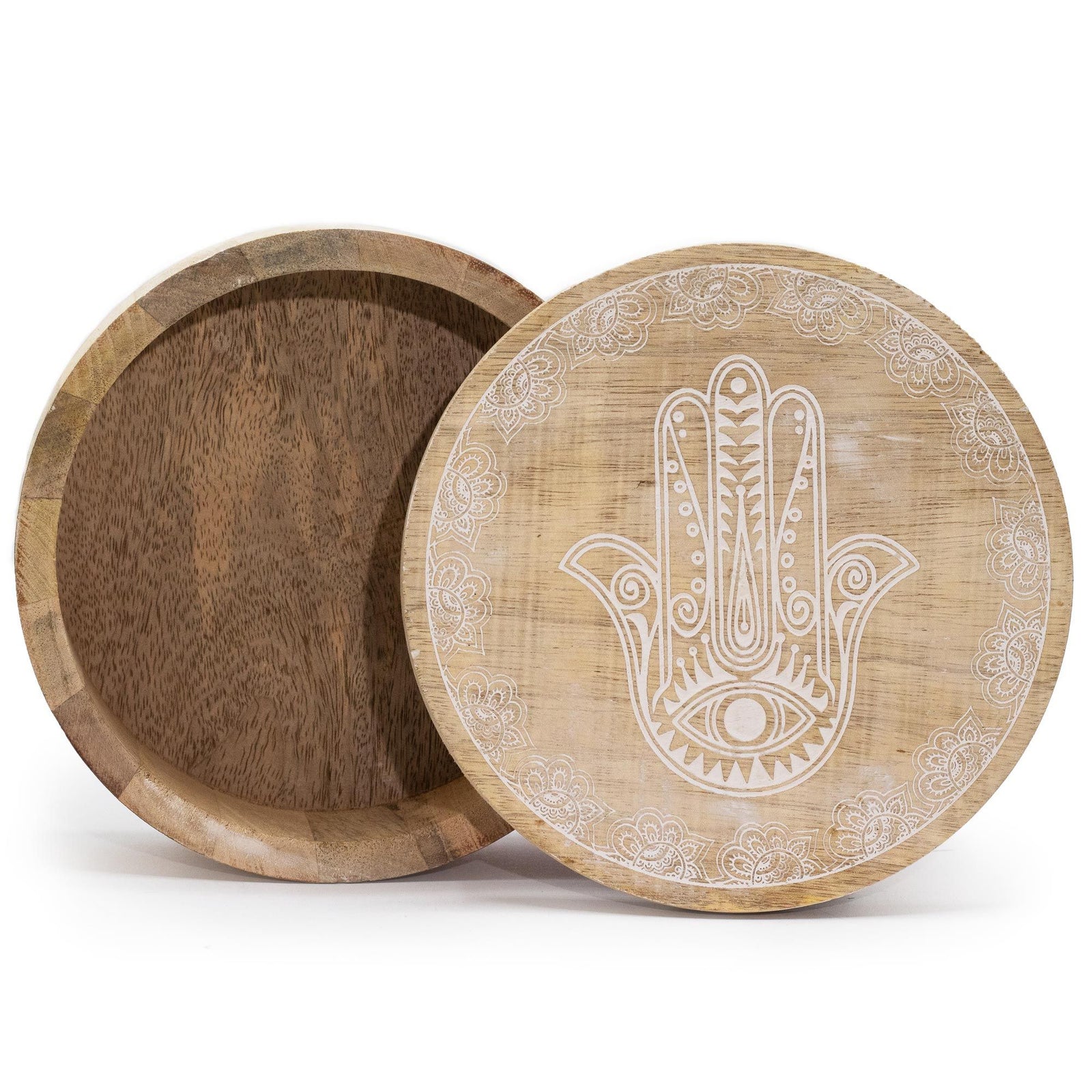 Big Round Box 17.5x7.5cm - Hamsa Whitewash product image