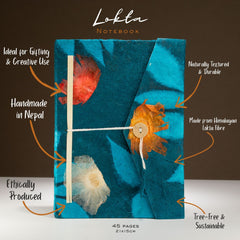 Lokta Bold Floral Notebook – Large (21x15cm) – 45 Leaves – Includes Bookmark – Midnight Blue product image 3
