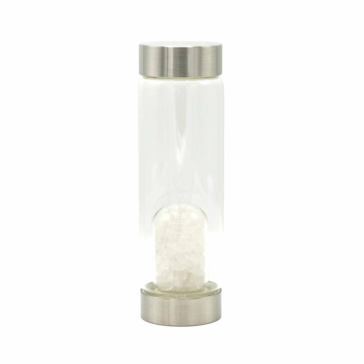 Crystal Infused Glass Water Bottle - Cleansing Clear Quartz - Chips - product image 2