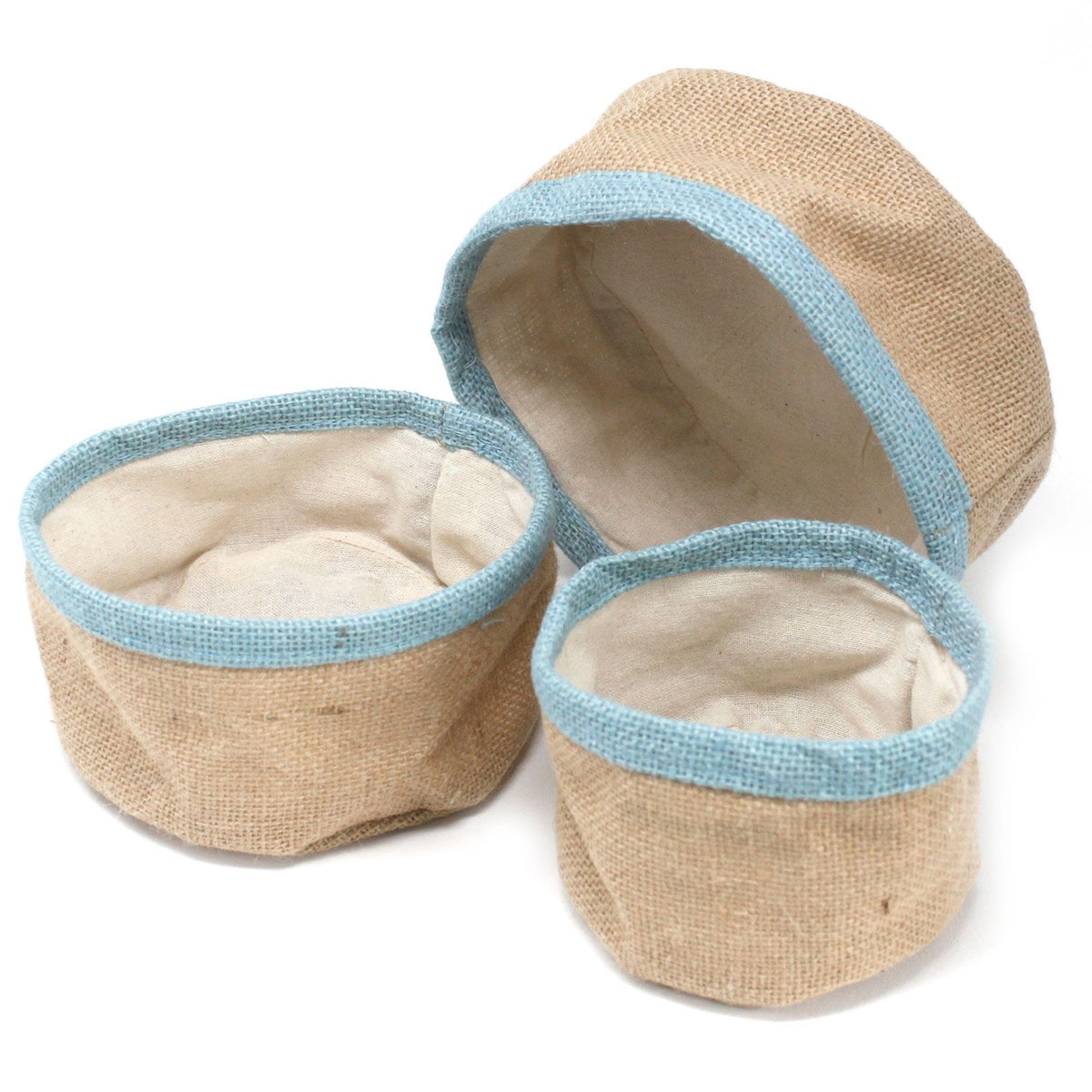 Set of 3 Natural Jute Baskets - Teal - product image 4