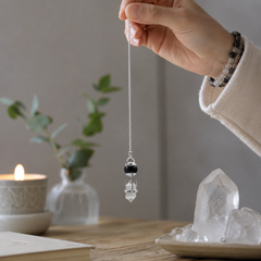 Shadow Seer - Double Power Pendulum - Obsidian Globe - Clear Quartz Double Terminated product image 3