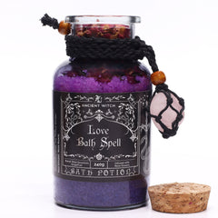 Ancient Witch Bath Spell Potion & Rose Quartz Crystal Amulet - Love product image 2