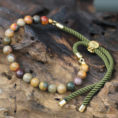 18K Gold Plated Gemstone Moss String Bracelet - Picasso Jasper product image 4