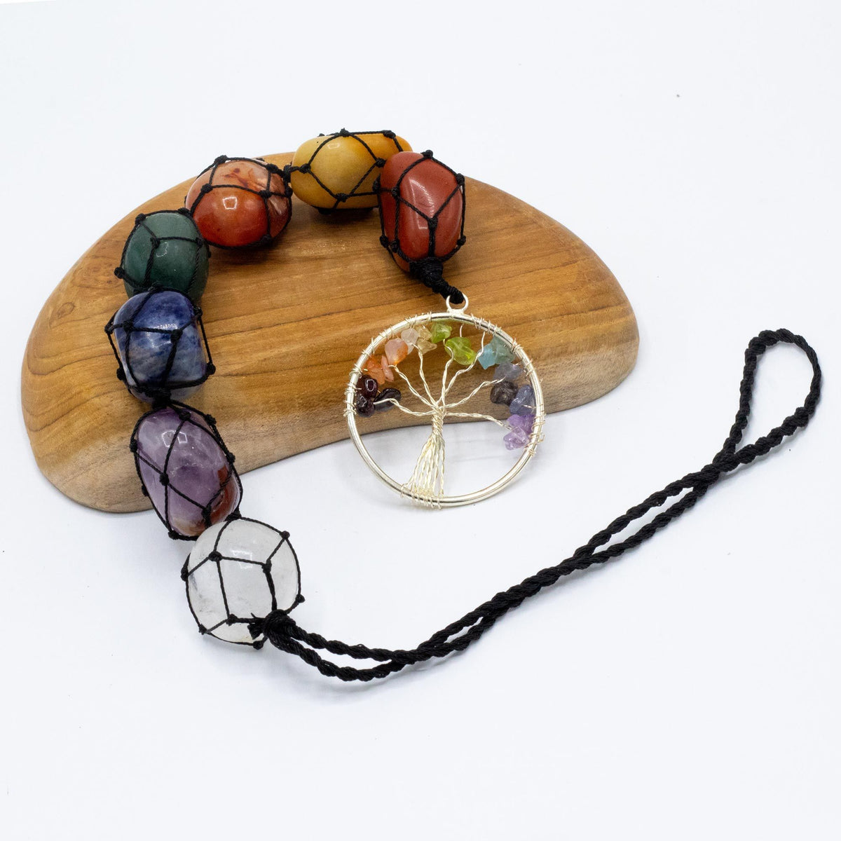 Hanging Chakra Stone Pendant - Tree of Life - product image 4