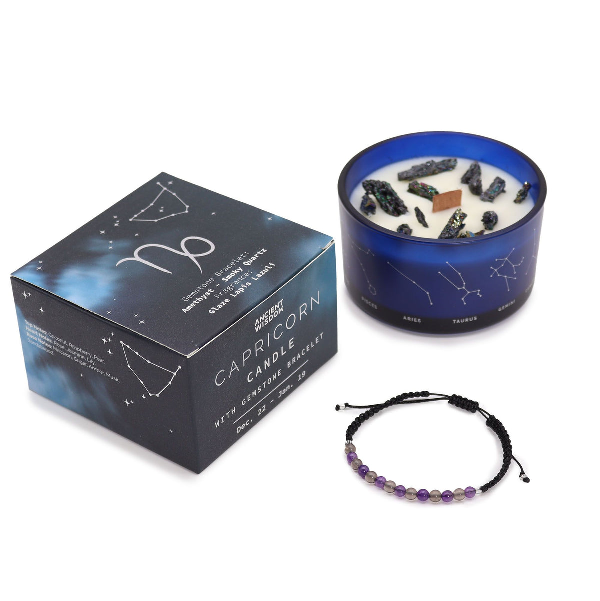 Zodiac Crystal Candle with Gemstone Bracelet - Capricorn product image 3