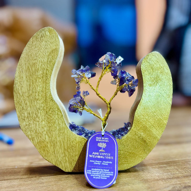 Gemstone Tree Garden - Mango Wood Open Ring - Amethyst - 60 chipstones product image