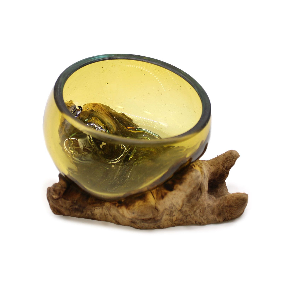 Molton Glass Mini Amber Bowl on Wood product image 2