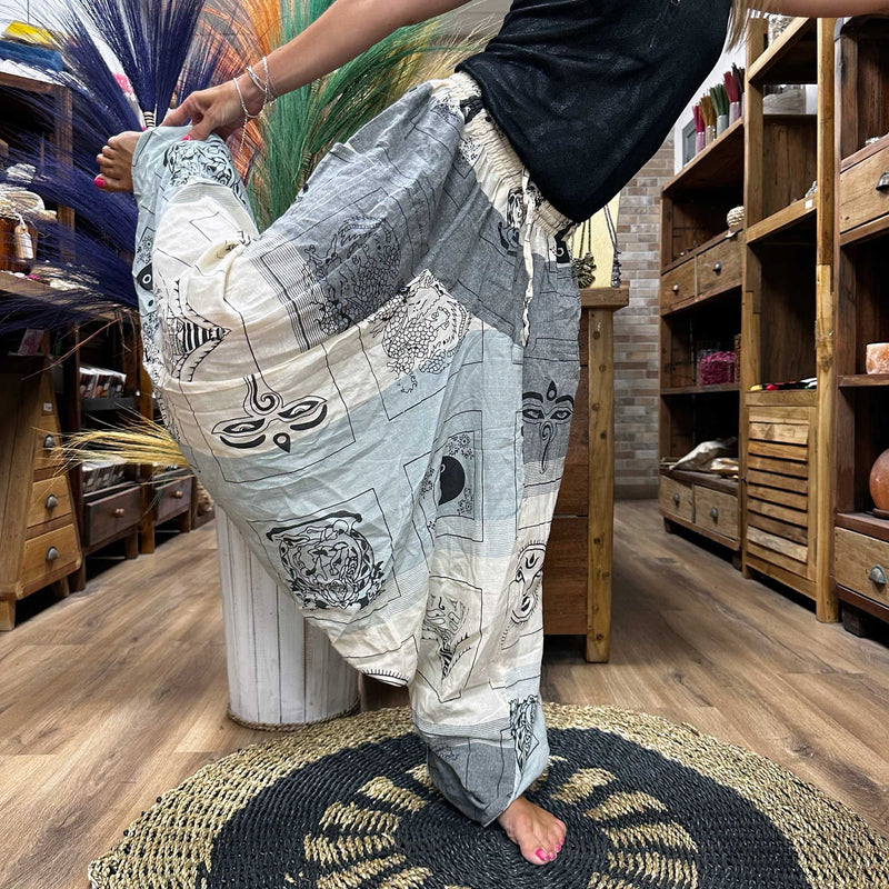 Yoga and Festival Pants - Aladdin Himalayan Print on Grey product image