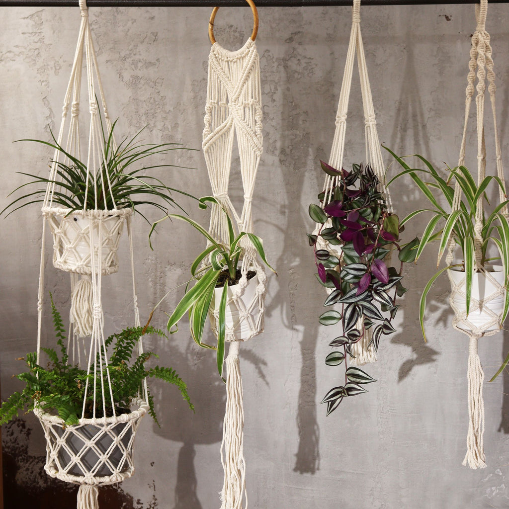 Macrame Pot Holder - Long With Ratten Hoop product image 5
