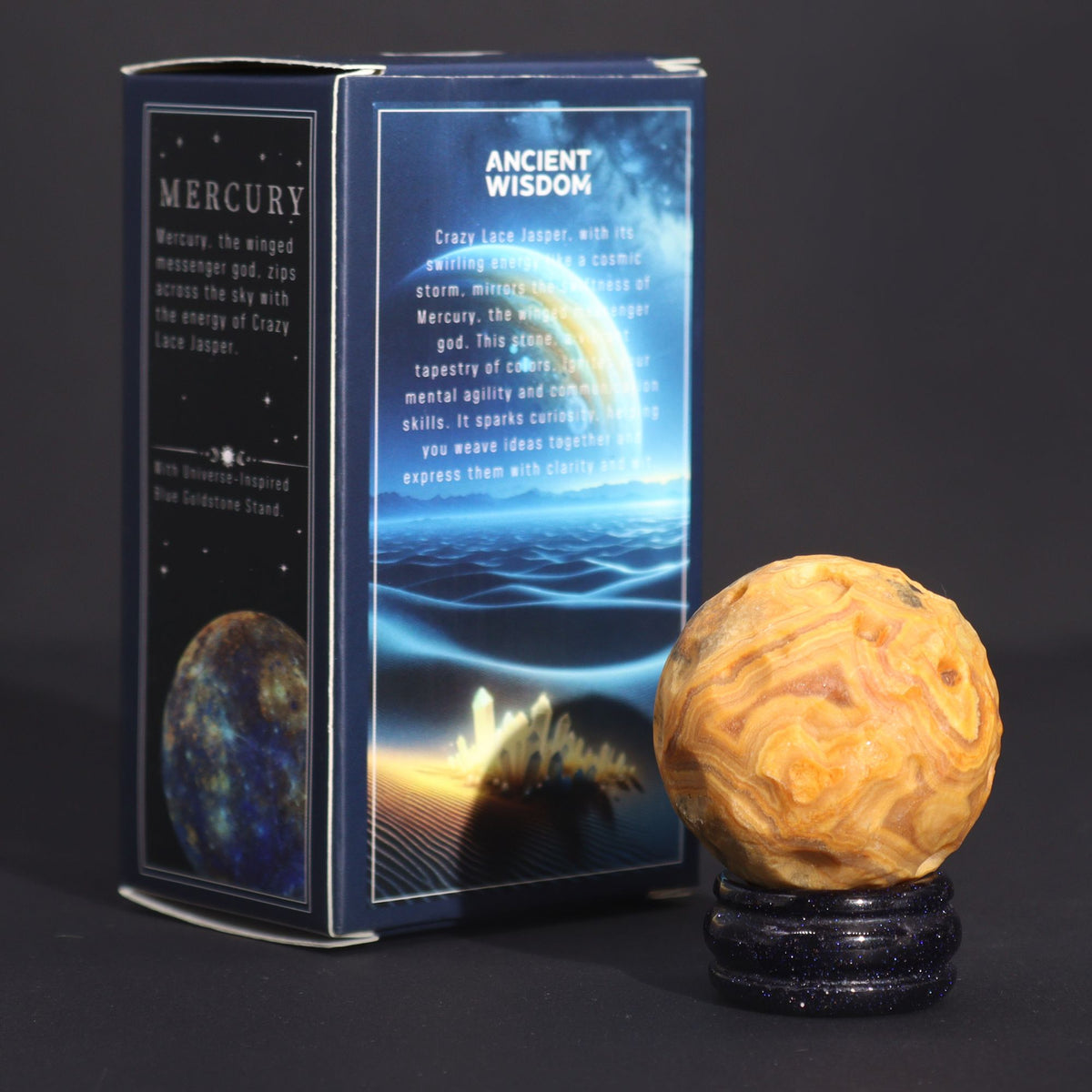 Crazy Lace Jasper Planet on a Sola Goldstone Stand (MERCURY) product image 2