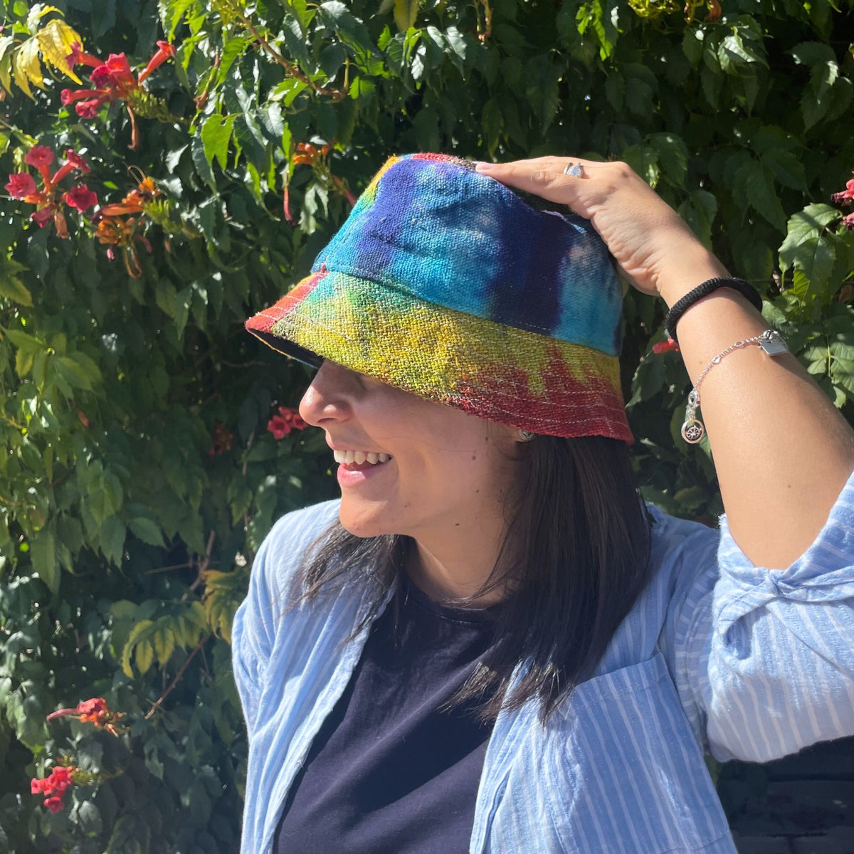 Patched Hemp & Cotton Boho Festival Hat - Tiedye product image 2