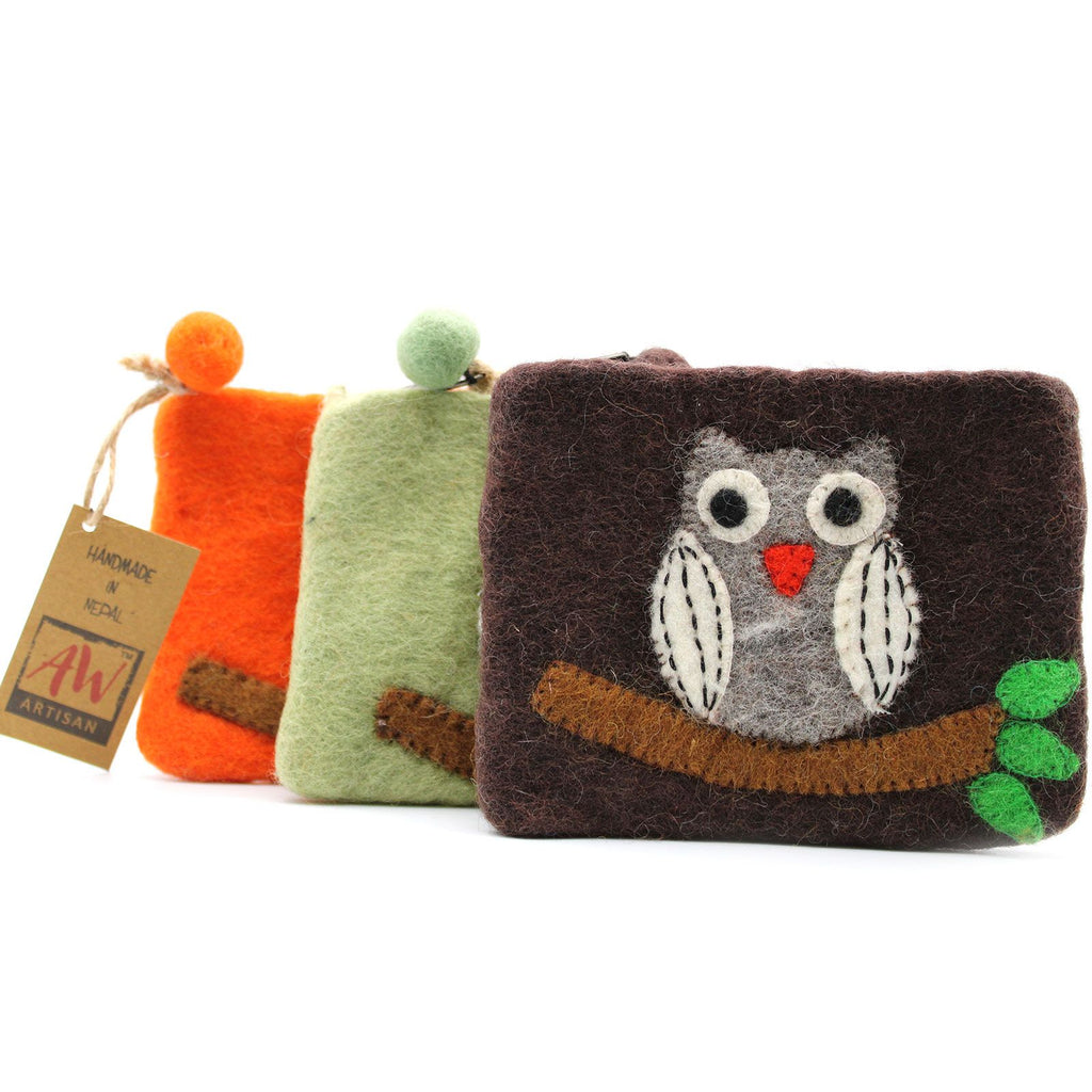 Natural Felt Zipper Pouch (asst) - Owl on Branch product image 7