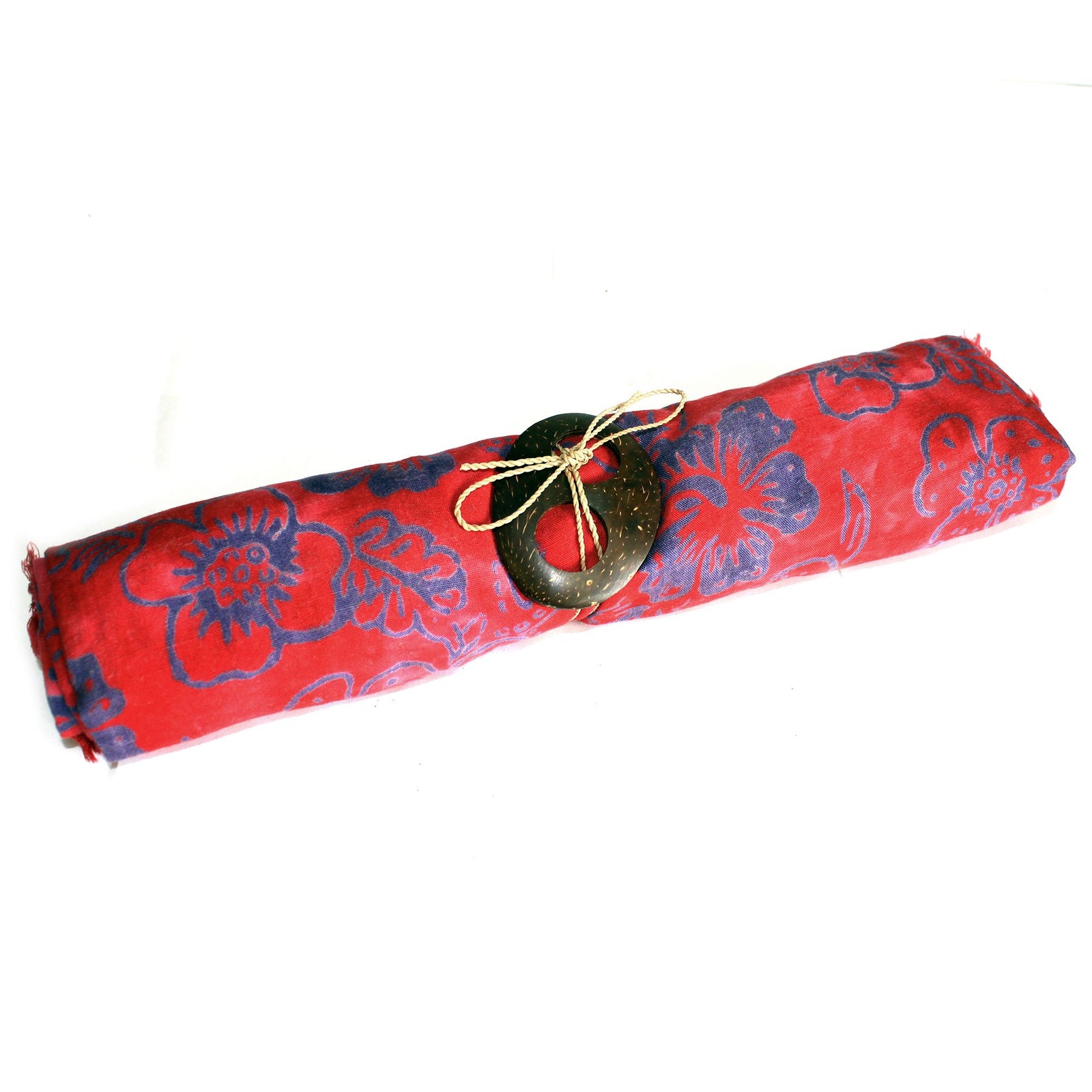Bali Block Print Sarong - Tropical - Red & Blue product image