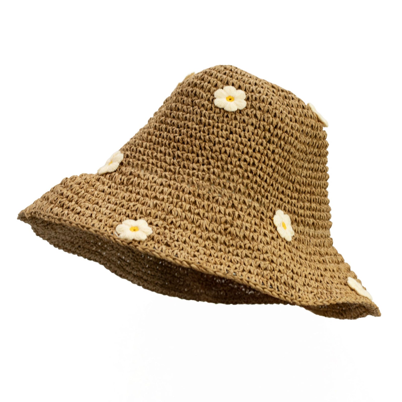 Nomad Sari Floppy Straw Sun Hat - Coffee & Daisies product image
