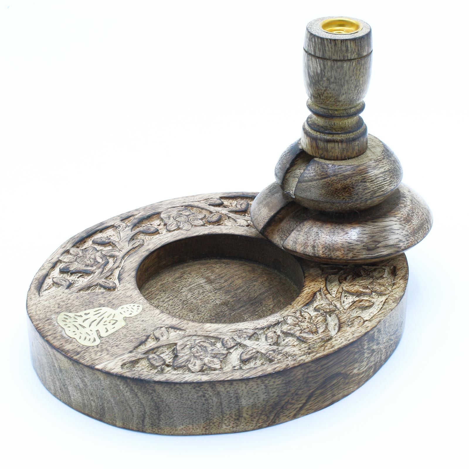 Med Mango Wood Backflow Burner - Brass Buddha product image