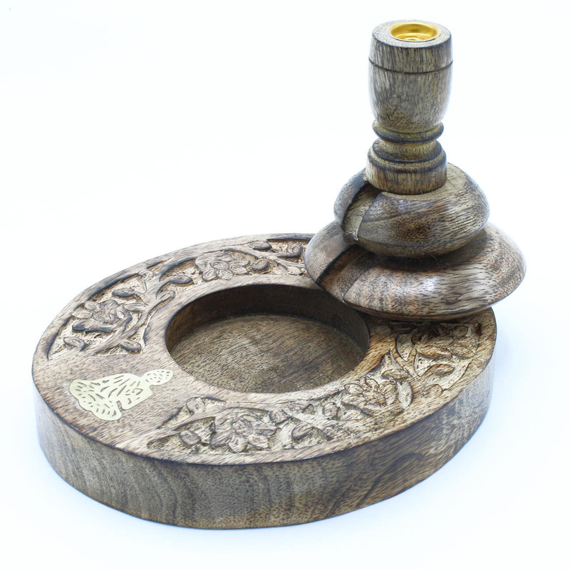 Med Mango Wood Backflow Burner - Brass Buddha product image