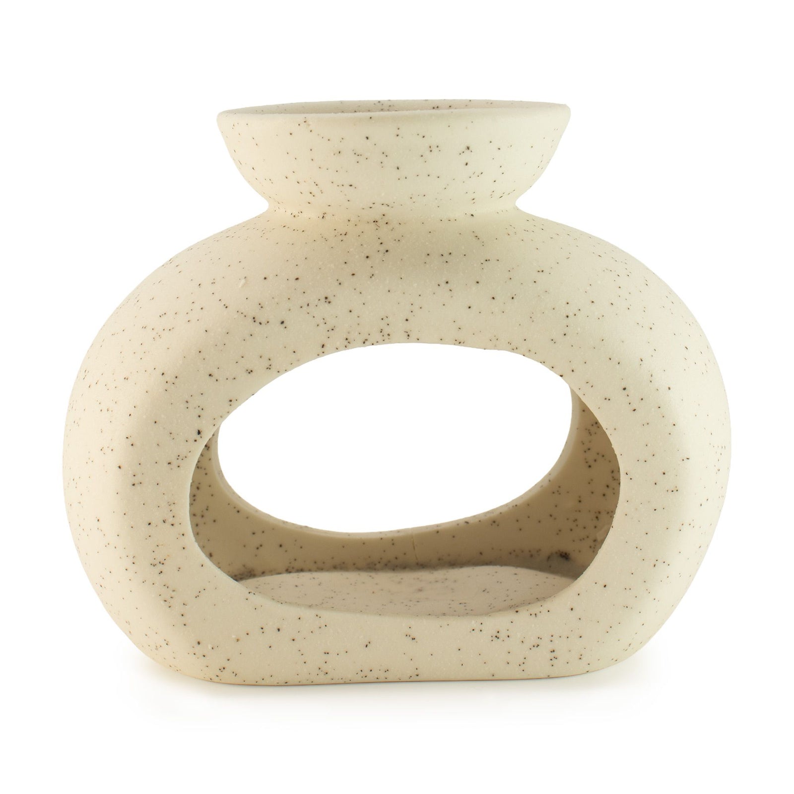 Ceramic Zen Oil Burner - Oval Pebble - Speckled Off-White product image