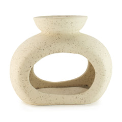 Ceramic Zen Oil Burner - Oval Pebble - Speckled Off-White product image