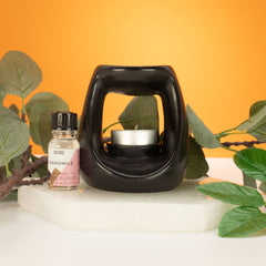 Ceramic Zen Oil Burner - Large Oval Pebble - Matt Black product image 2