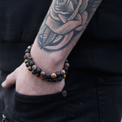 Set of 2 Gemstones Friendship Bracelets - Power - Tiger Eye & Black Stone product image 4