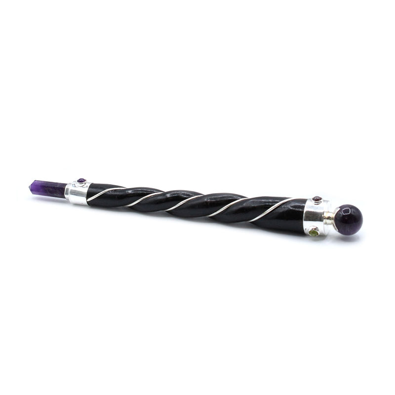 Twisted Healing Wand - Silver Amethyst Sphere product image