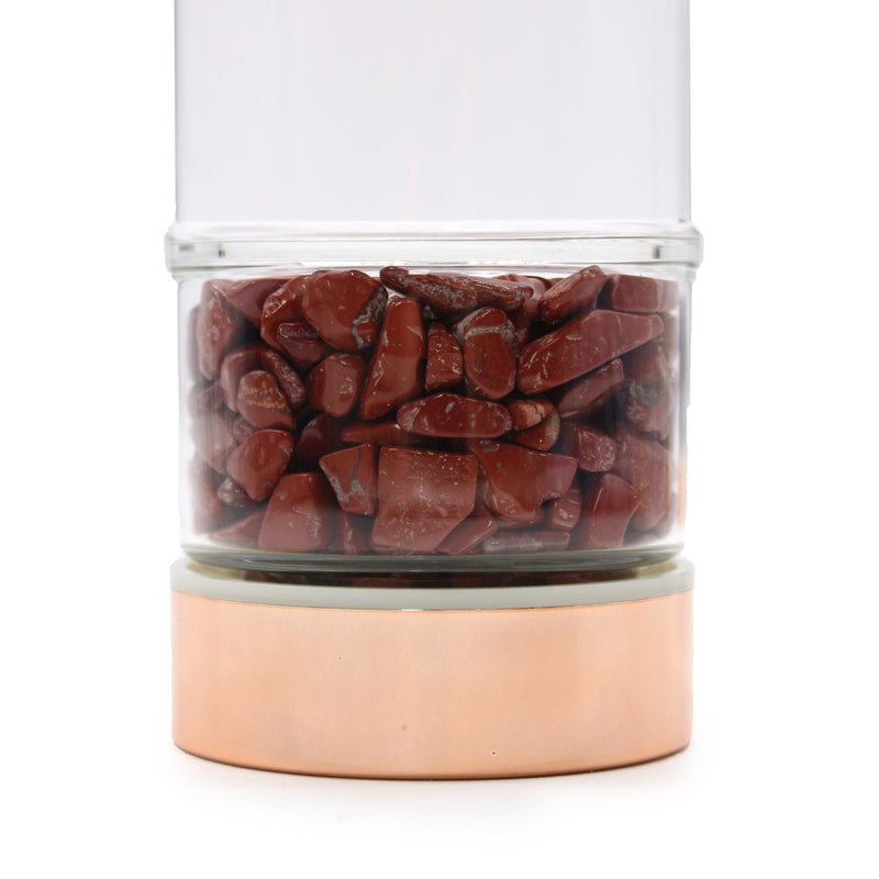 Crystal Glass Tea Infuser Bottle - Rose Gold - Red Jasper product image