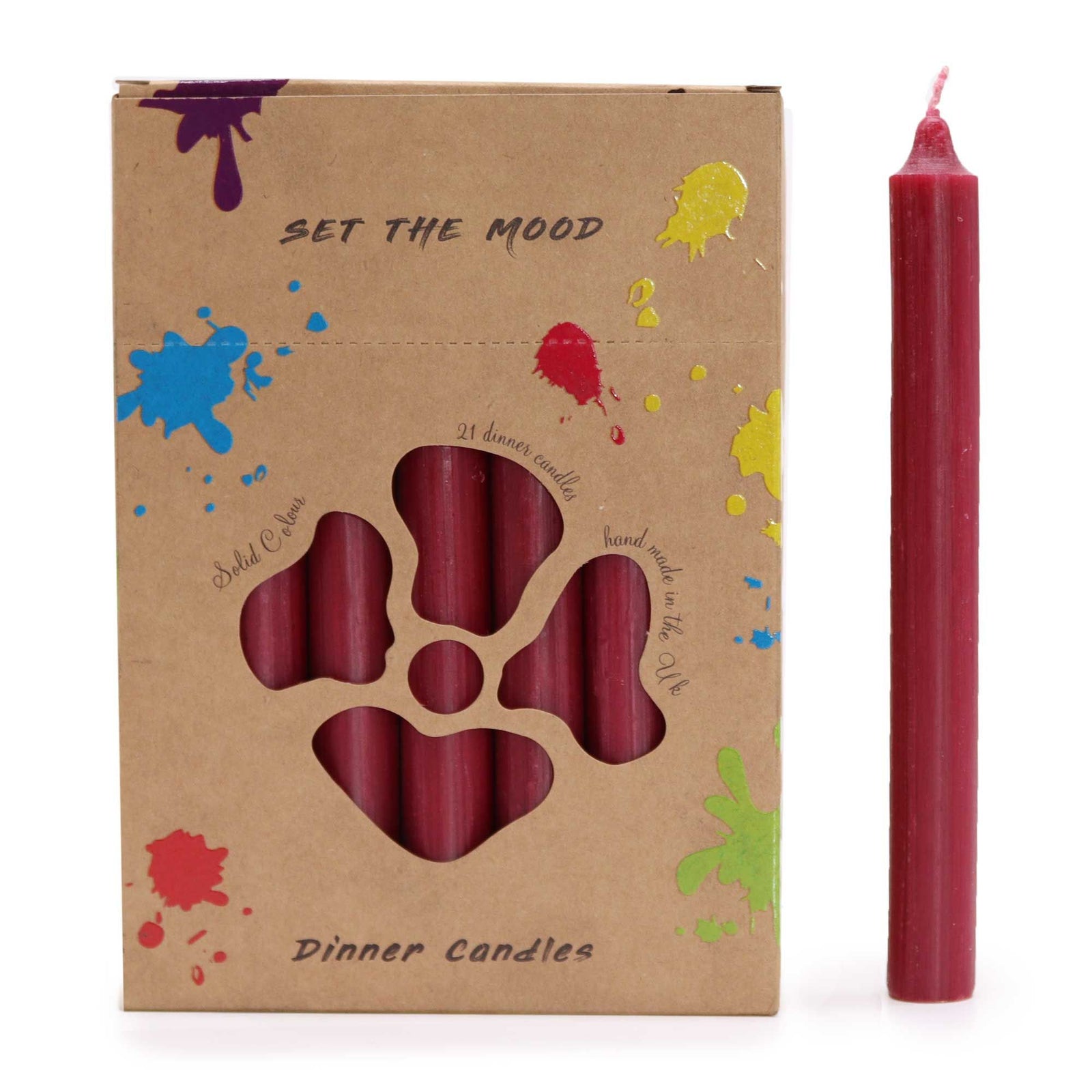 Solid Colour Dinner Candle Set - Pack of 21 - Rustic Burgandy product image