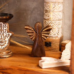 Medium Mango Wood Angel - Gold Decor product image 7