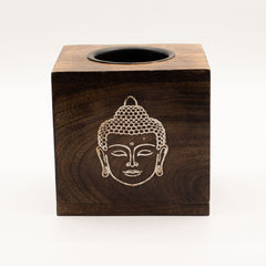 Large Square Mango Wood Oil Burner- Buddha Face product image 2