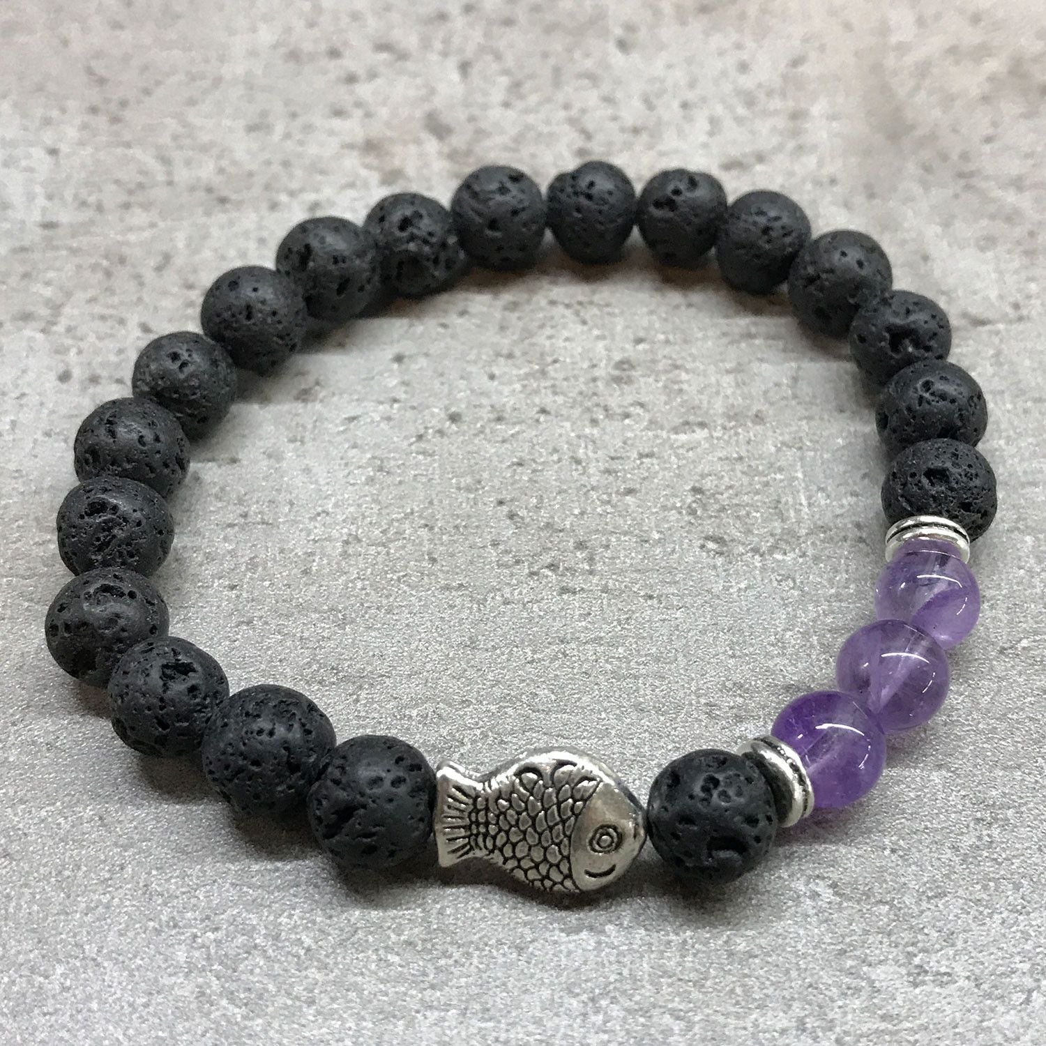 Lava Stone Bracelet - Fish Amethyst product image