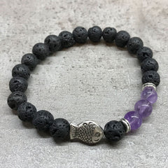 Lava Stone Bracelet - Fish Amethyst product image