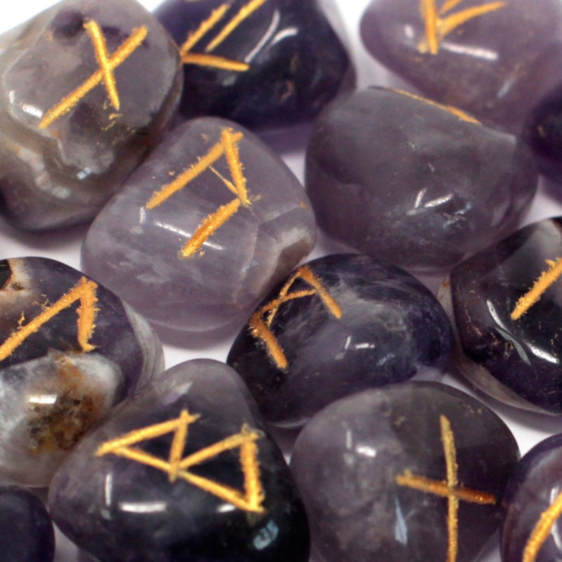 Runes Stone Set in Pouch - Amethyst product image
