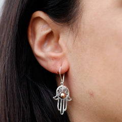 Silver & Gold Earring - Hamsa product image