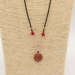 Cord Necklace Gemstone Pendant - Carnelian Sun Face product image 3
