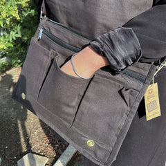 Cotton Canvas Laptop Messenger Bag - Charcoal product image