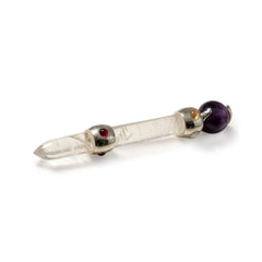 Celestial Prism Wand - Amethyst Moving Crystal Sphere Quartz Stem - 12cm product image 4
