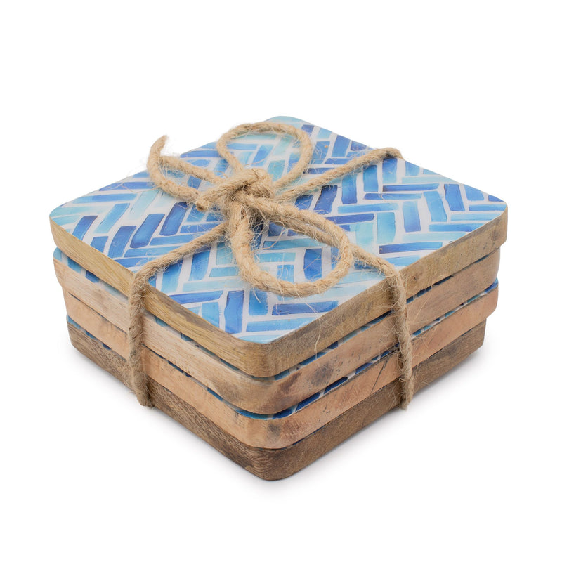 Set of 4 Square Coasters - Blue Stripes product image