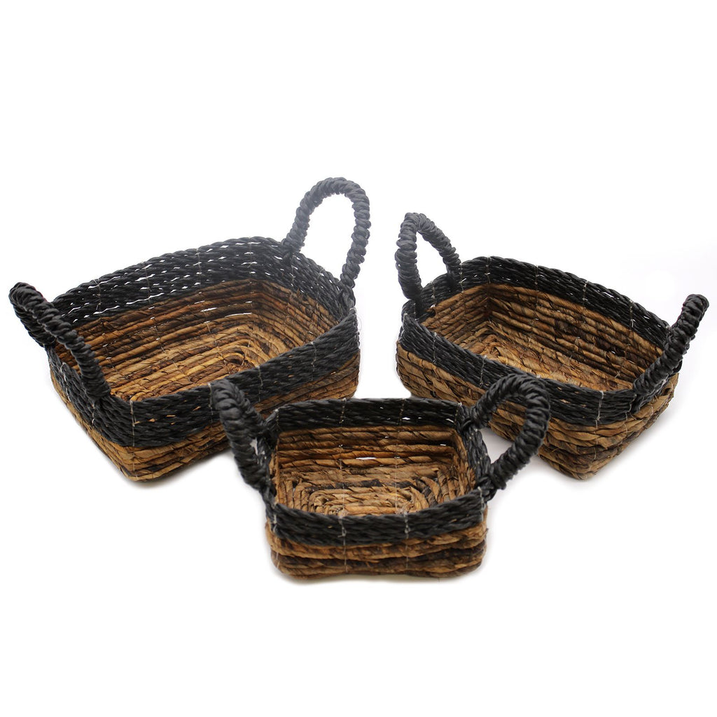 Banana Leaf & Hitam Raffia Square Basket- Set of 3 product image 3