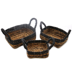 Banana Leaf & Hitam Raffia Square Basket- Set of 3 product image 3