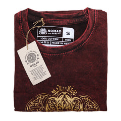 Nomad Sari Stonewashed Cotton T-Shirt – Hamsa – Maroon – Small product image 3