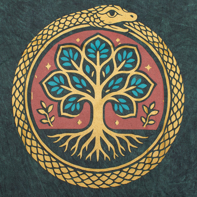 Nomad Sari Stonewashed Cotton T-Shirt - Tree of Life - Green - XL product image
