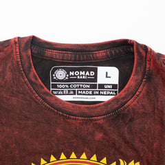 Nomad Sari Stonewashed Cotton T-Shirt - Dragon Mandala - Maroon - Large product image 10