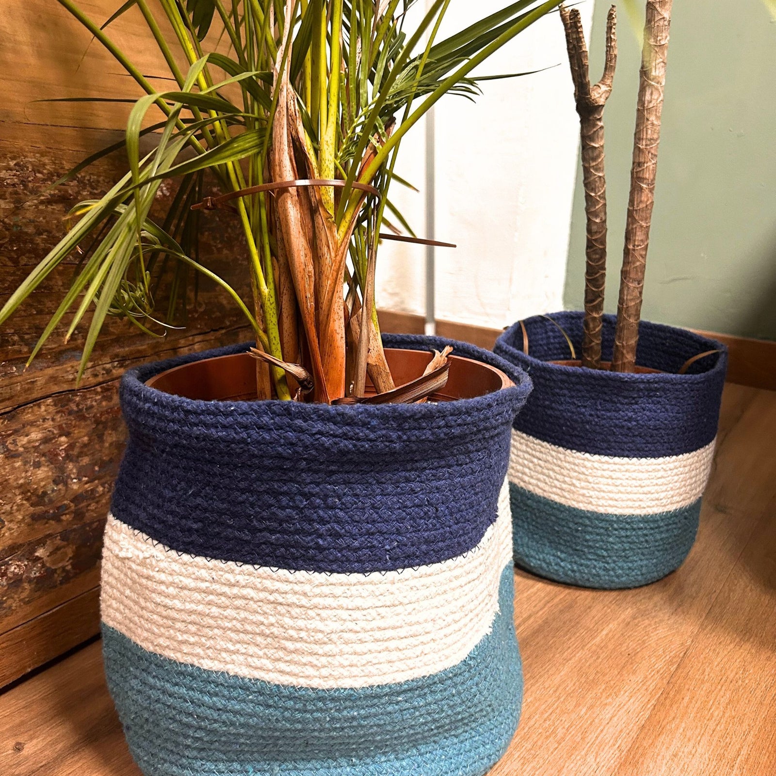 Set of 3 Evil Eye Jute Rope Baskets product image