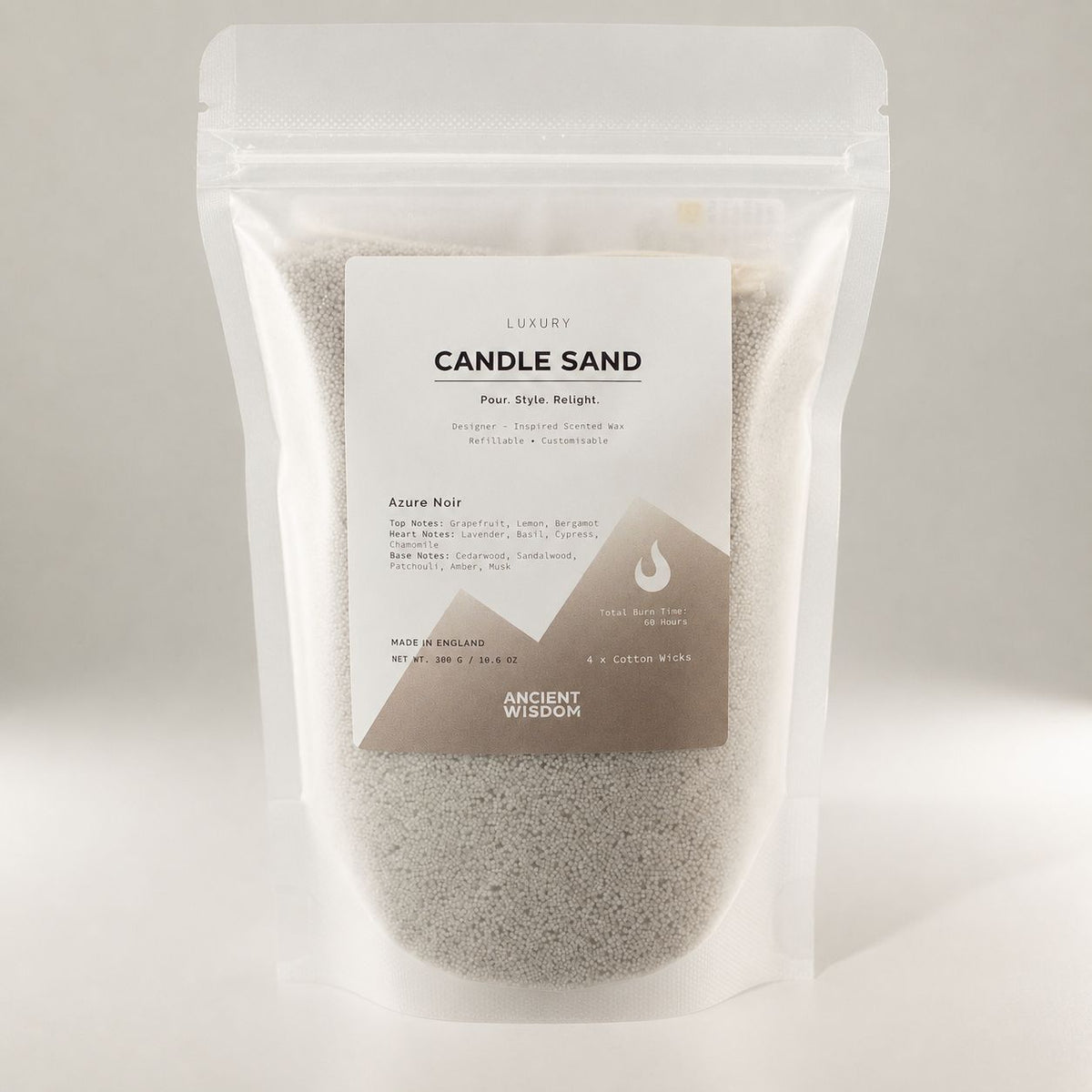 Fragranced Candle Sand - Warm Grey - Azure Noir - 300g - product image 2